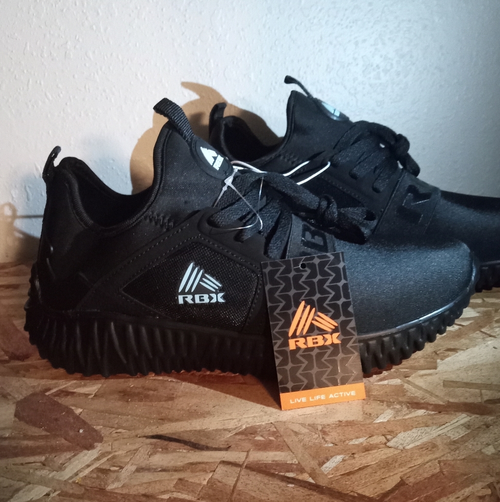 RBX Black Athletic Running Shoes with Subtle White Logo